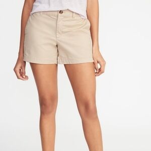 Old Navy Shorts Inseam Flat Front Khaki Chino Twill Casual Neutral Basic EUC